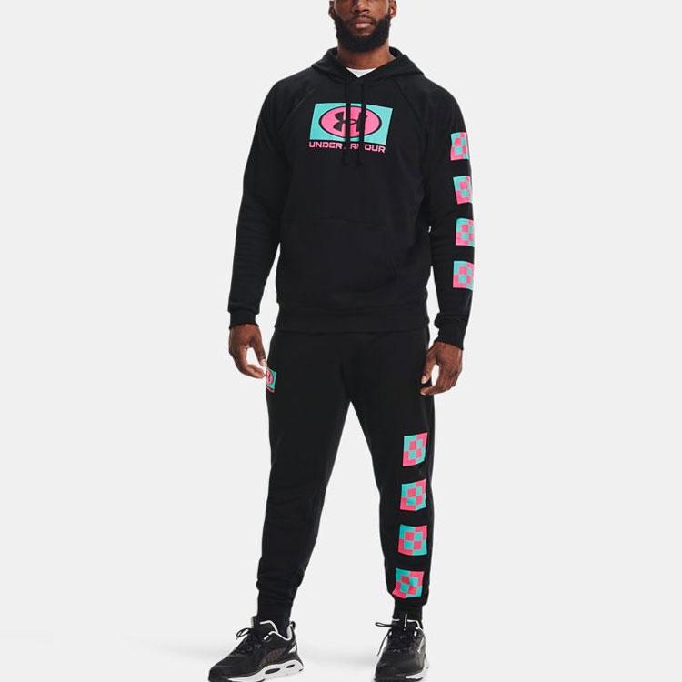 Under Armour Rival Hps Fun Check Fleece Jogger Pants Men Bottoms Black 1366437-001