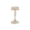 Candle Holder - Decorative - White Metal - 13 X 13 X 25 Cm - Paulownia Wood - Indoor