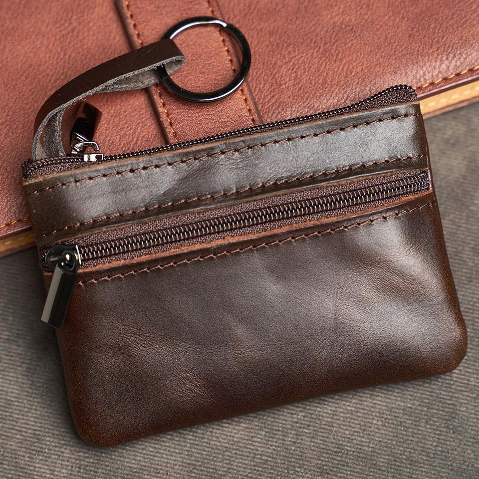 Мини-кошелек из натуральной кожи, сумка для карт из коровьей кожи, кошелек ручной работы на молнии, чехол для ключей от машины, короткий женский кошелек, чехол для ключей