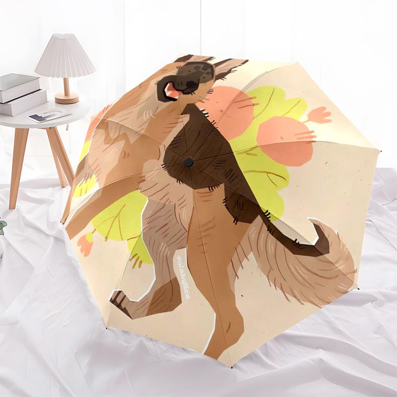 1pc German Shepherd in Garden Umbrella with Plastic Handle,Suitable for All Seasons Home Travel Outdoor Umbrellaptys31040