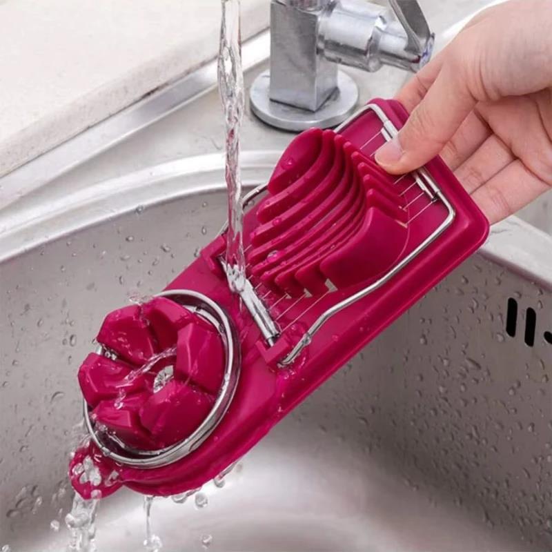 Multifunctional PP Base Egg Cutter 2-in-1 Stainless Steel Wire Pull Egg Cutter for Hanging High-Quality Kitchen Accessory Tools 2