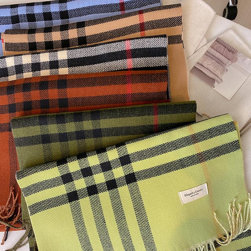 Двухсторонний шарф в контрастном цвете в женском стиле, зимний высококачественный теплый платок