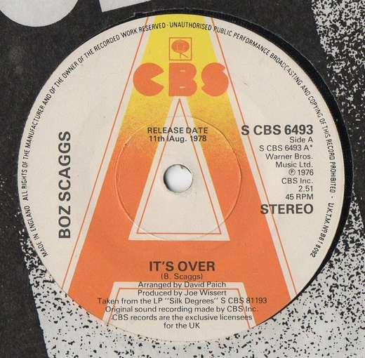 7inch Record BOZ SCAGGS - It's Over SCBS6493PROMO CBS 1978 UK Pop Used