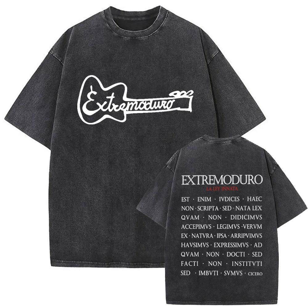 Rock Band EXTREMODURO Tour Vintage Washed Tshirt Men Fashion Hip Hop Street T Shirt Male Gothic Retro Oversized T Shirts