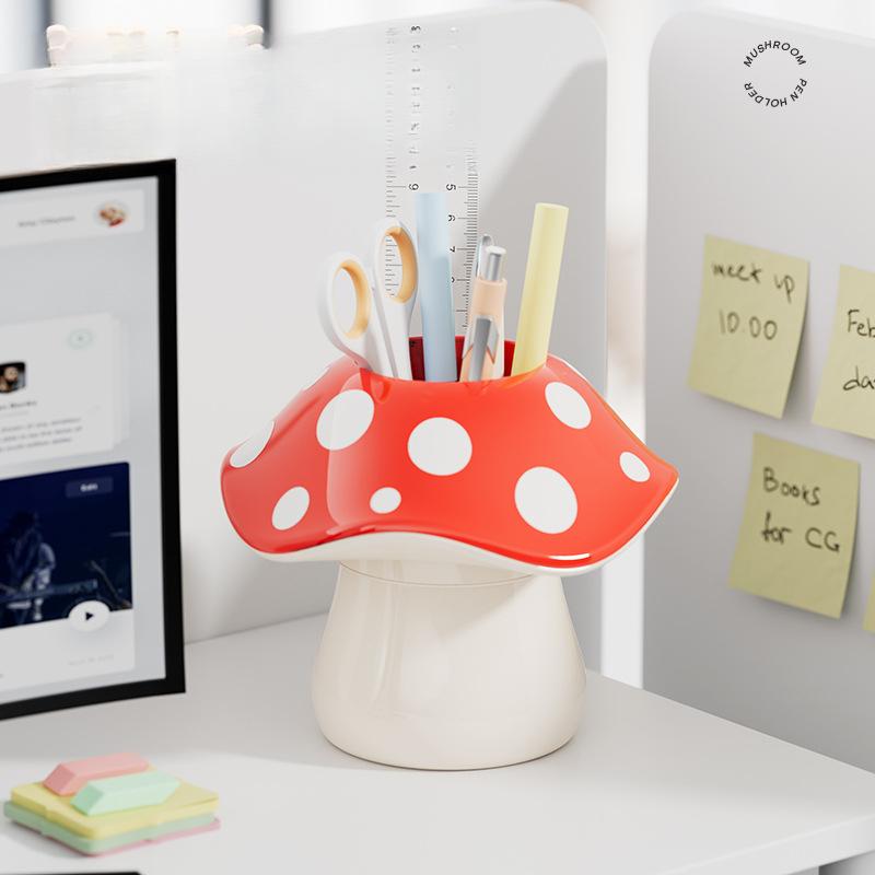 1 шт. коробка для хранения в форме гриба, изготовленная из прочных материалов, минималистичный дизайн, креативный настольный держатель для ручек, студенческие офисные канцелярские товары
