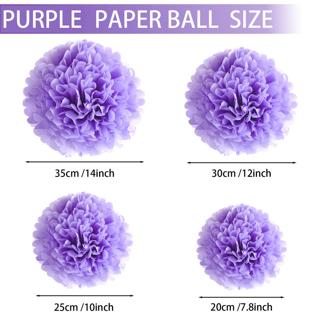 1 шт. Набор 7,8-дюймовых фиолетовых бумажных помпонов, бумажные шарики для вечеринки по случаю дня рождения, подвесные цветы, бумажные цветы, украшения из помпонов