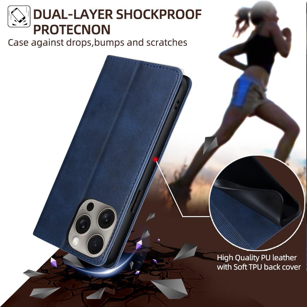 Fashion Leather Wallet Case for iPhone 16 Pro Max 16 Plus Magnetic Flip Case Protective Cover for 16 Pro Book Case Card Holder