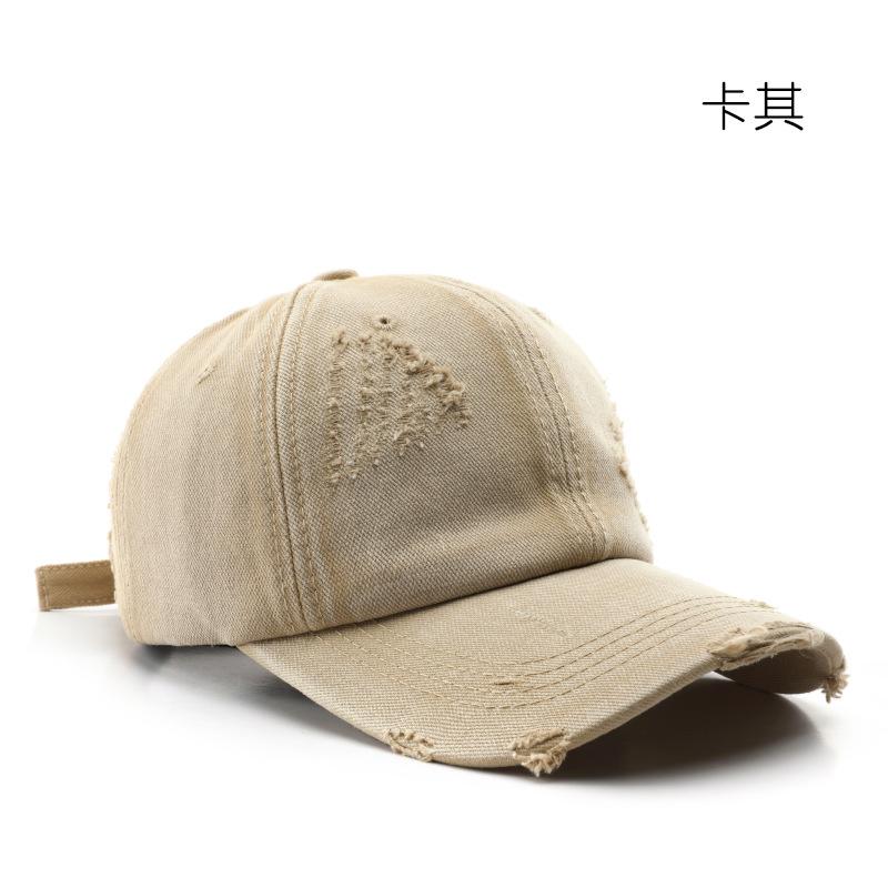 Hat Women's Spring and Summer Washed Ripped Denim Solid Color Light Board Cap Outdoor Men's Travel Sunscreen Shade Baseball Cap