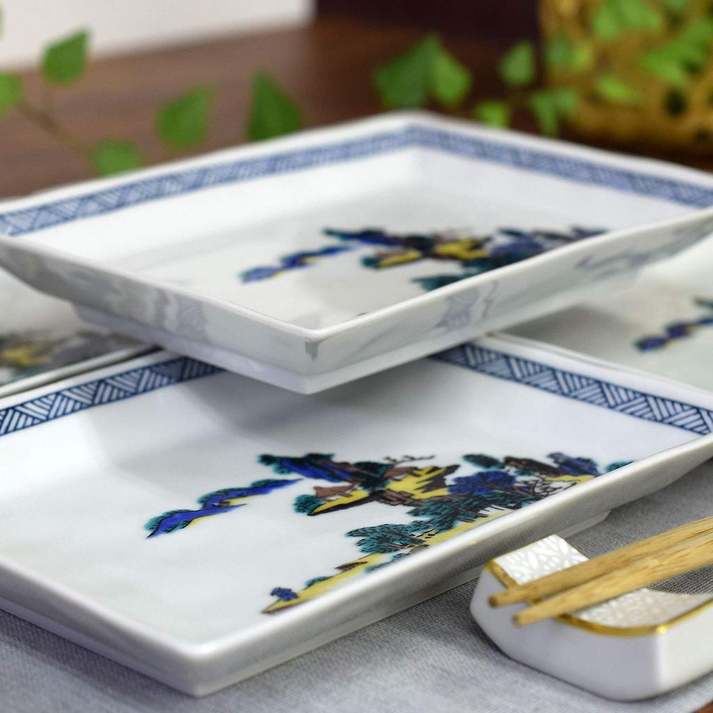 Стильный набор маленьких тарелок Кутани с пейзажем, сделано в Японии (5 кусков) Дизайн,