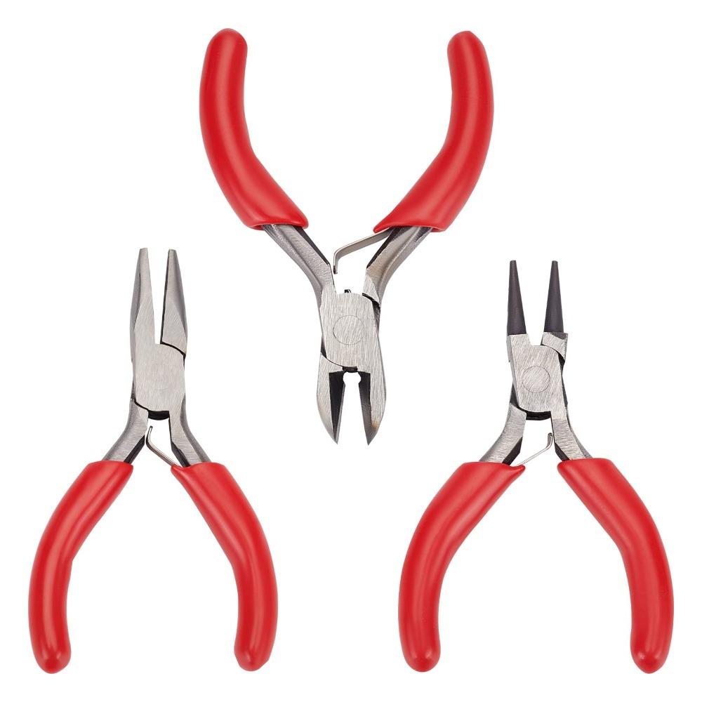 3pcs Red Mini Pliers Set Plastic Wire Stripping Pliers Portable Cutter Wire Pliers Worker