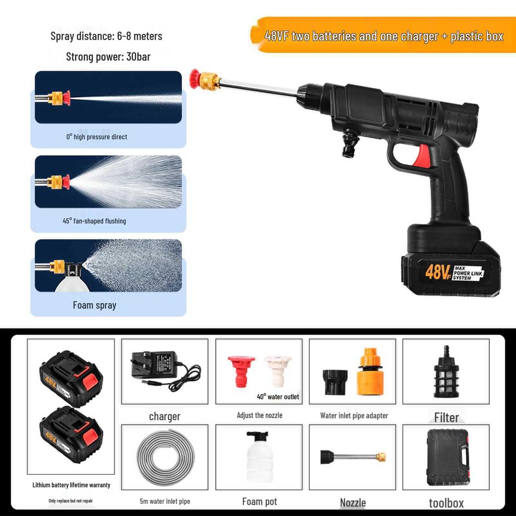 Портативный беспроводной пистолет для мойки автомобиля высокого давления с аккумулятором