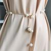 Gold/Silver Adjustable Elegant Simulation Pearl Women's Belt Thin Chain Belt For Ladies Dress Skinny Waistband Decorative Jewelry