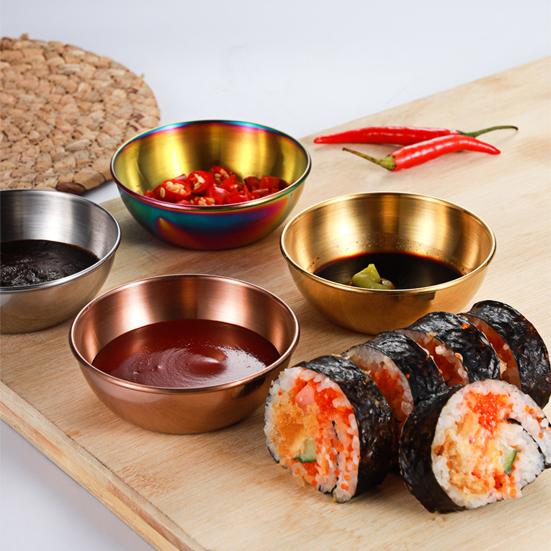 Seasoning Dish Round Rust-proof Stainless Steel Household Small Metal Sauce Plate Home