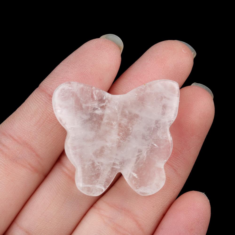 1Pc Reiki Healing Crystal Carved Butterfly Ornament Decoration,Natural Stone Gemstone Energy Generator for Home Decor Jewelry Gifts 32-35x26-30 Mm