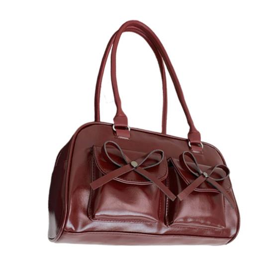 Женская сумка-тоут из искусственной кожи, наплечная сумка с милыми бантиками, водонепроницаемая повседневная сумка для поездок на работу, прогулок по улице, ежедневных дел