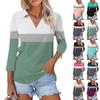Women's Summer Fashion Casual Printed V-Neck Seven Sleeve Shirt Top