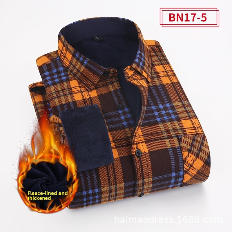New Autumn/Winter Men’s Shirts: Checked, Fleece-Lined, Thickened Shirts – Warm Business and Casual Outerwear for Men