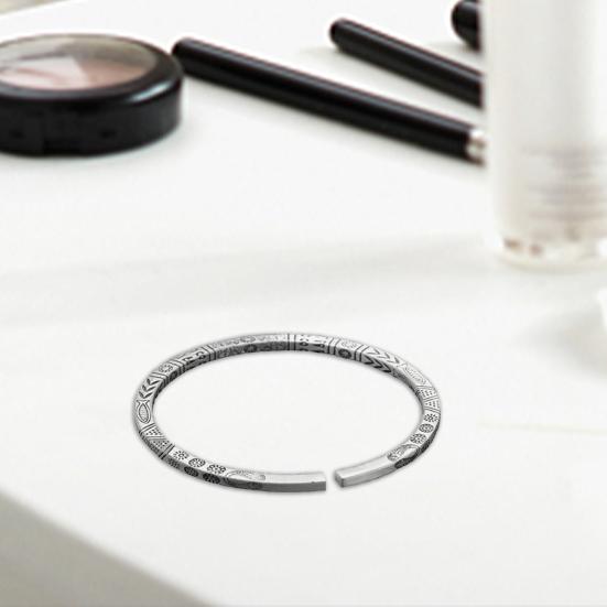 Men Bracelet Opening Adjustable Silver Color Twist Boho Wrist Decoration Easy To Wear Fish Letter Curved Sleeve Bracelet Men Jewelry