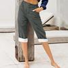 Fashion Pants For Women Solid Color Cotton Linen Fashion Loose High Waist Casual Cropped Pants