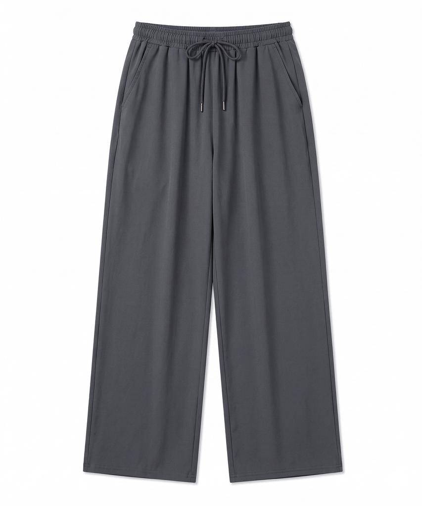 ROCKED GARAGE Unisex Cooling Semi-Wide Elastic Waist Pants_Gray