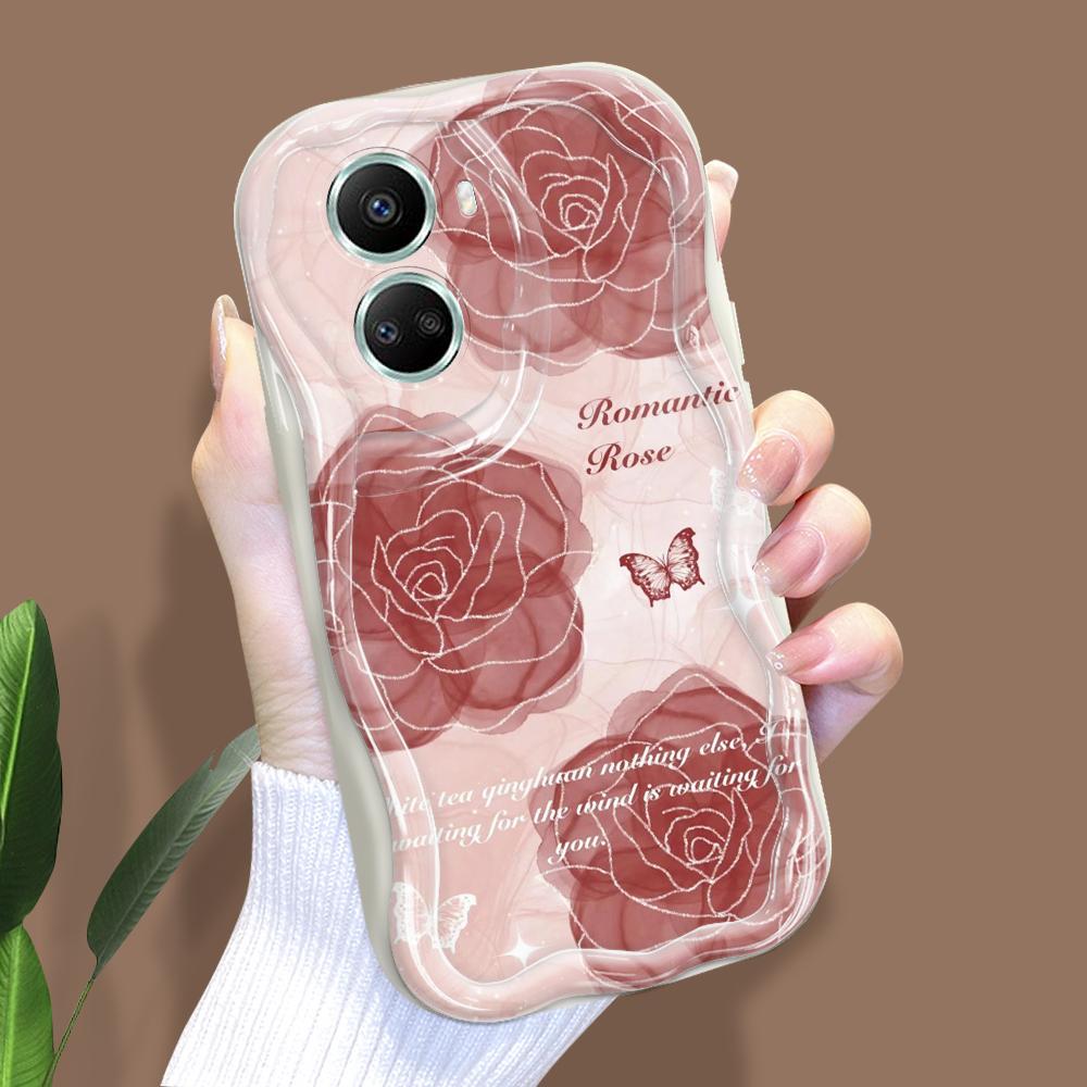 Для Honor 90 Lite P30 Pro Infinix Hot 30 40 40i 40 Pro Smart 8 Pro Vivo V29e V30e Rose Flowers Cream Texture Мягкий силиконовый чехол для защиты линз