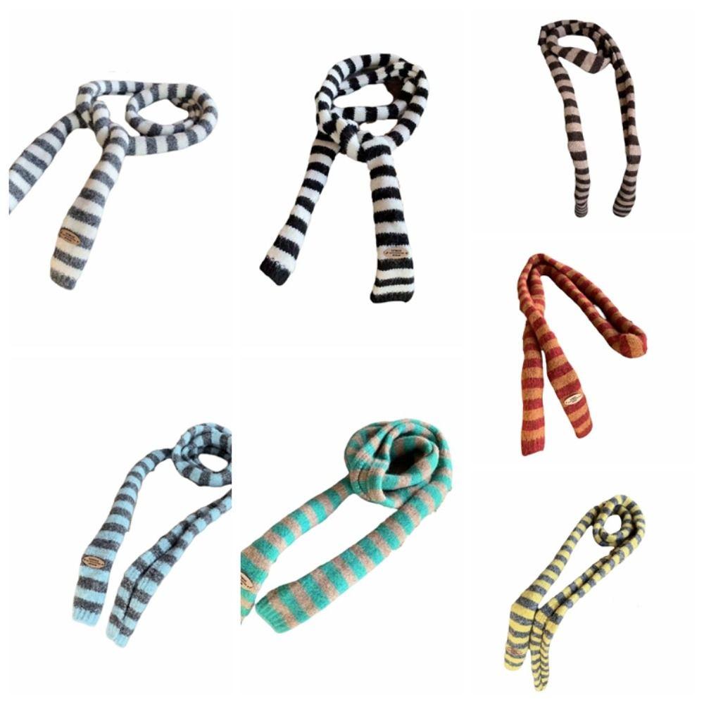 Y2K Style Striped Scarf Collocation Clothing Accessories Knitted Shawl Long Narrow Scarves Outdoor