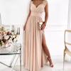 2023 Elegant European & American Sexy Pleated Patchwork Slit Evening Gown