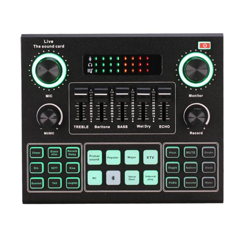 Sound Mixer Board for Live Streaming Voice Changer Sound Card with Multiple Sound Effects Audio