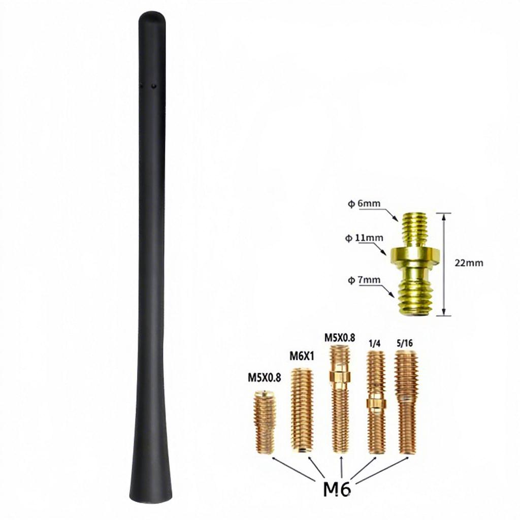 Automotive Car Roof External Aerial Helical Radio Antenna Thread-Mounted Short 18cm Rubber Mast Replacement Truck AM/FM