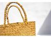 Высококлассная ретро плетеная соломенная сумка: Пляжная корзина с цветными блоками