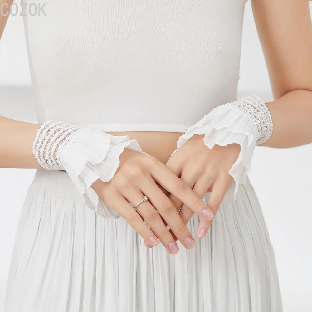 DIY Detachable Cuffs Cuff Extension Embroidery Lace Daisy Fake Sleeves Elastic Wild Wrist Pleated Organ Lolita Fake Sleeves