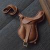 British Saddle, Hand-sewn Leather Bag Pendant, Rearview Mirror Pendant, Premium Minimalist Gift Keychain.