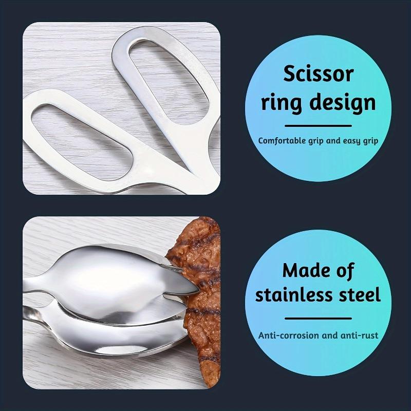 1pc Spatula And Fork Salad Tongs, Mirror Finishing Stainless Steel, Serving Tongs, Pastry Tongs, Candy Tongs, Salad Tongs, Kitchen Gadget