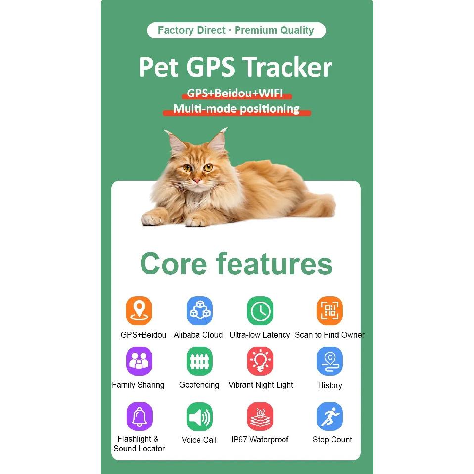 4G Pro GPS-трекер для домашних животных - Ошейник-локатор в реальном времени с GPS/Beidou/WiFi, Водонепроницаемый, Голосовой вызов и Геозоны (CE/FCC)