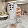 Милый Браслет с Бантом Прозрачный Чехол для Samsung Galaxy S24 Ultra S23 Plus S22 FE A15 A16 A25 A35 A55 A13 Чехол-Цепочка на Запястье