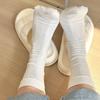 Xiaohongshu Women's Postpartum Loose-Mouth Cotton Socks - Black & White, Thin, Boneless, Pile Style for Spring & Summer.