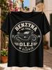 Benzyna We Krwi Olej W Glowie Polish Biker Graphic Cafe Racer Motorcycle In A Distressed Circular Unisex All Tshirt