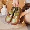 Туфли Мэри Джейн с квадратным носком, женские зеленые мокасины высшего качества, широкие туфли на плоской подошве, большие размеры, для мам, весна-лето-осень