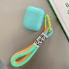 Для Airpods 2 Pro 1 3 чехол для наушников флуоресцентный оранжевый зеленый чехол для ключей с веревкой милый мягкий силиконовый однотонный чехол для наушников