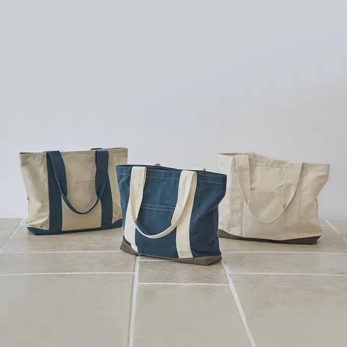 PEACH CANVAS BAG (Navy)