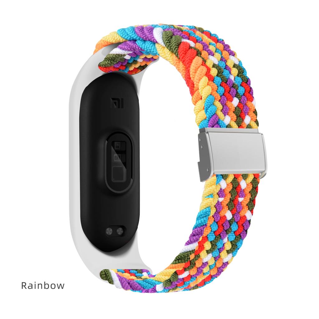 Браслет для Mi band 7 Ремешок Эластичный регулируемый металлический Плетеный нейлон Miband4 miband 5 correa pulseira для xiaomi Mi band 4 3 5 6