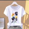 (Asian Size) Lovely Trend Sweet Fashion Print Short Sleeve T-shirts Clothing T Female Casual Women's Top Graphic Tee