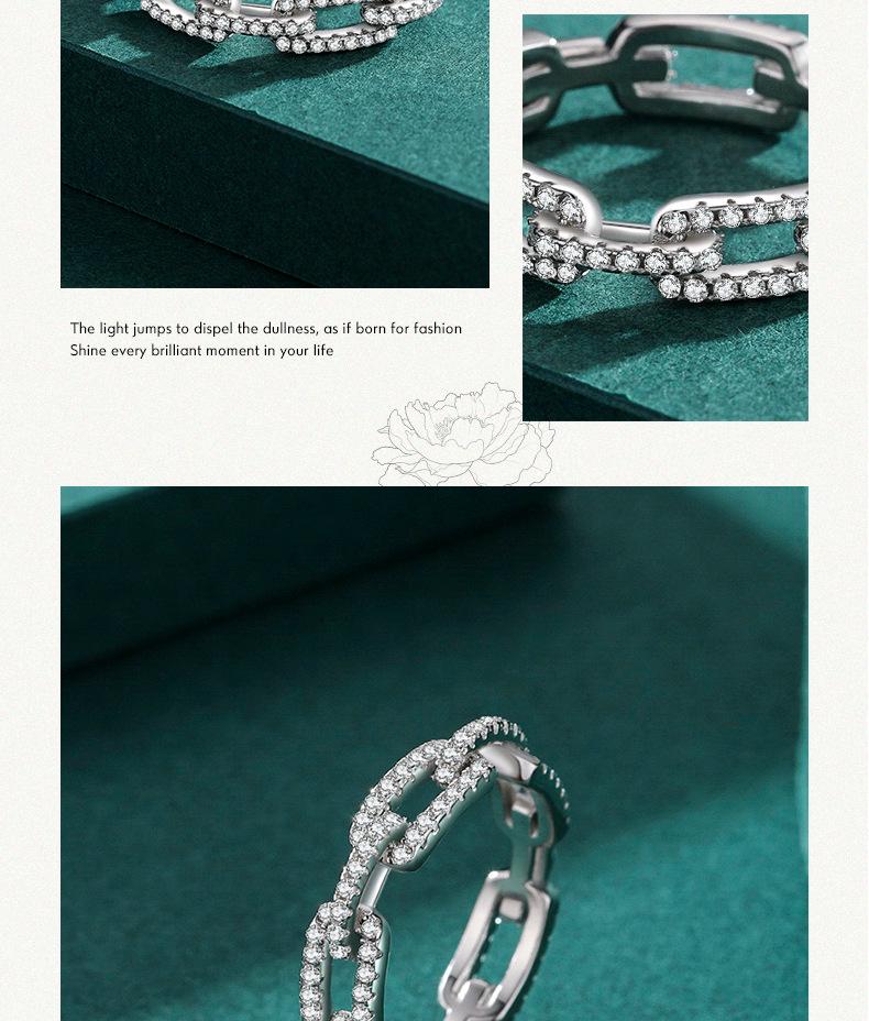 Modian Кольцо из стерлингового серебра 925 пробы с геометрическим бриллиантом - Простая мода, Полый дизайн, Трендовые украшения