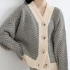 Chic Retro Knitted Cardigan Women's Sweater Striped Long Sleeve Loose Women Sweaters Jacket Outerwear Lazy Style Elegant Button Knitwear Coats 25453