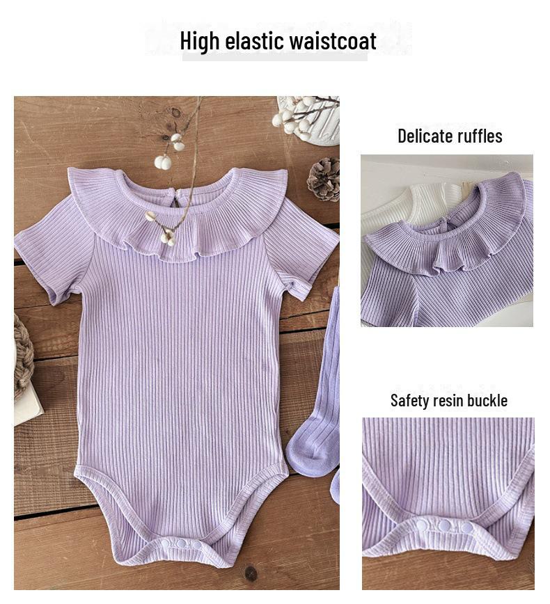 2025 A-Type однотонный полосатый детский комбинезон для ползания - Ins Style