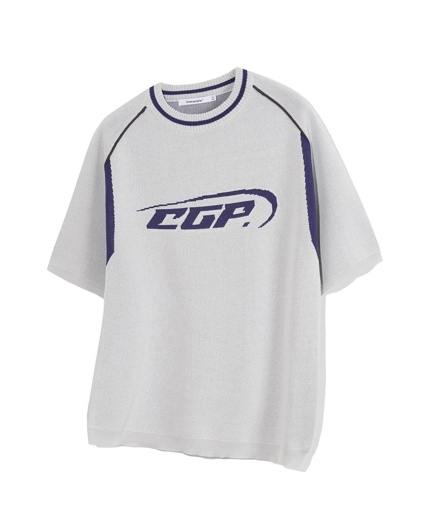 CGP Cgp Logo Color Block Short Sleeve Knit_Light Gray