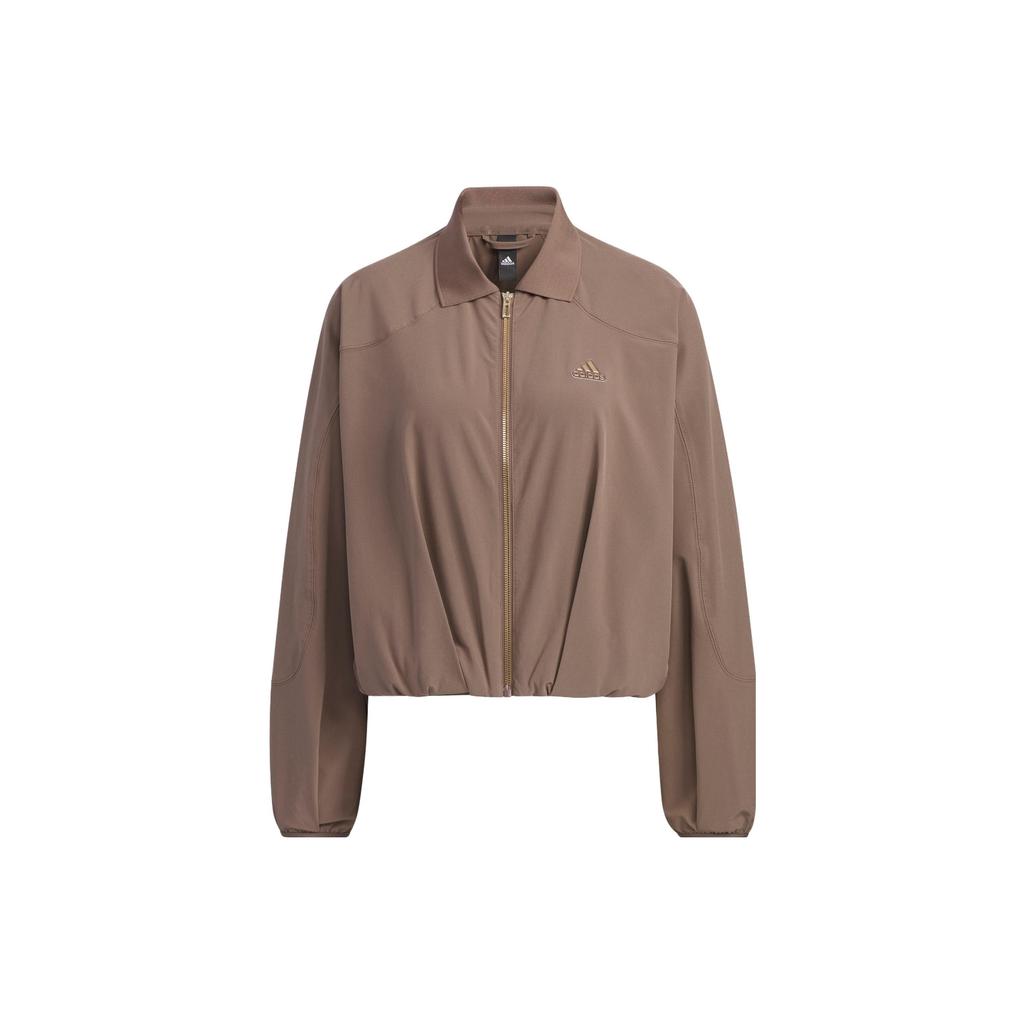 Adidas Future Of Tech Shirt Jacket With Solid Color Logo Women Jackets Rock-Layer-Deep-Earth-Brown HY2830