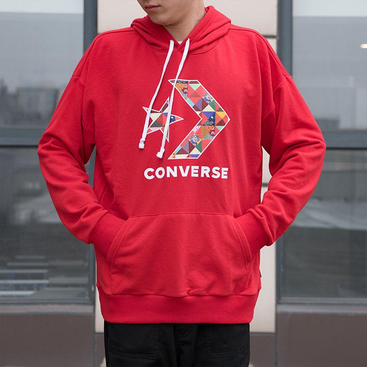 Converse Толстовки Мужские Красные С капюшоном Умеренные Обычные 10017833-A03