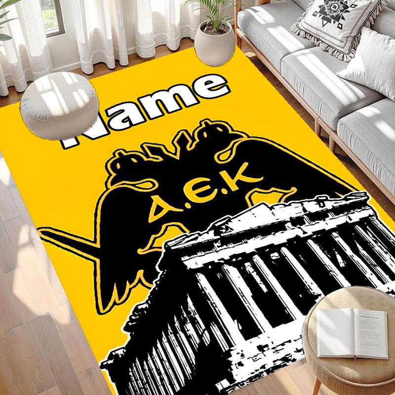 Custom Name Personalized AEK Athens FC Print Carpet, Versatile Home Decor Rug, for Playroom, Apartment, Balcony, Entryway, Hallway Gift