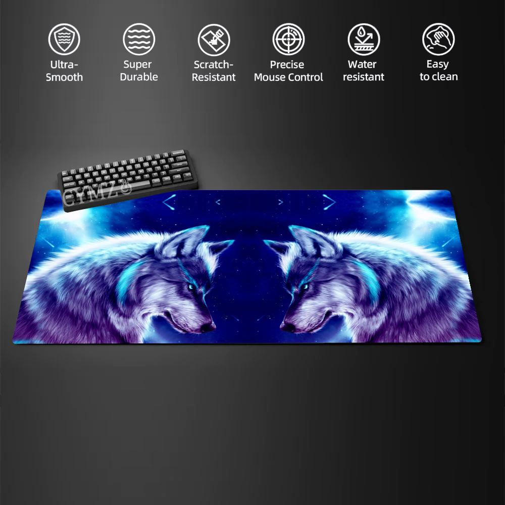 Коврик для мыши Fire Wolf and Ice Wolf, Настольный коврик, Игровой коврик, Нескользящий, Прочный, Звездный Волк, Ковер для мыши, Подходит для офиса и игр